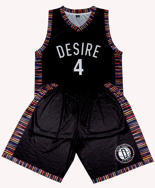 Basketball uniform with rainbow side inserts