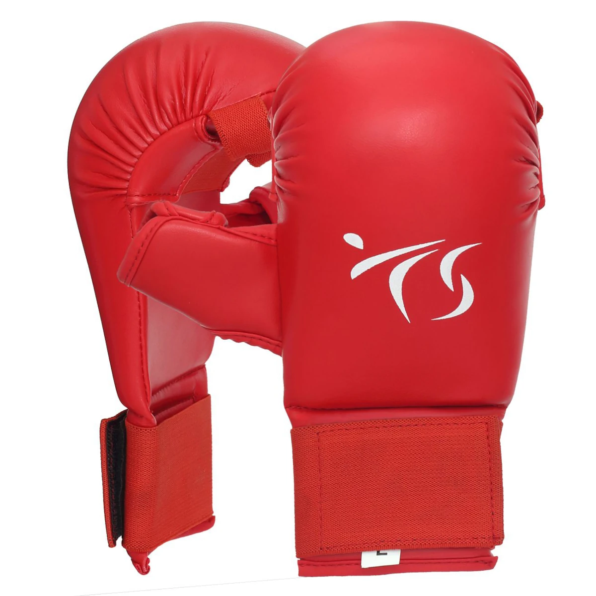 Front and side view of Titan Strikes Karate Sparring Gloves, showcasing their design and quality.